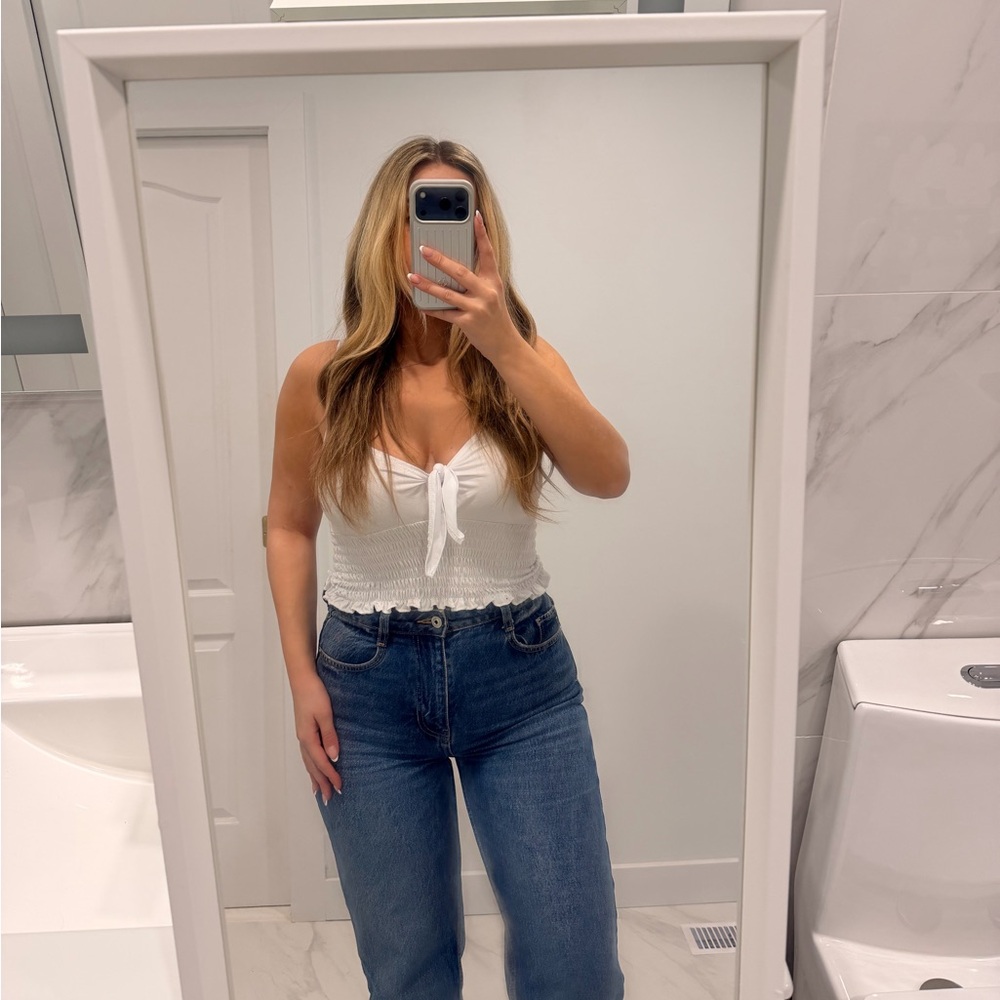 White Tie-Front Top